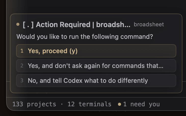A Codex prompt ready to answer from Saggar's attention card