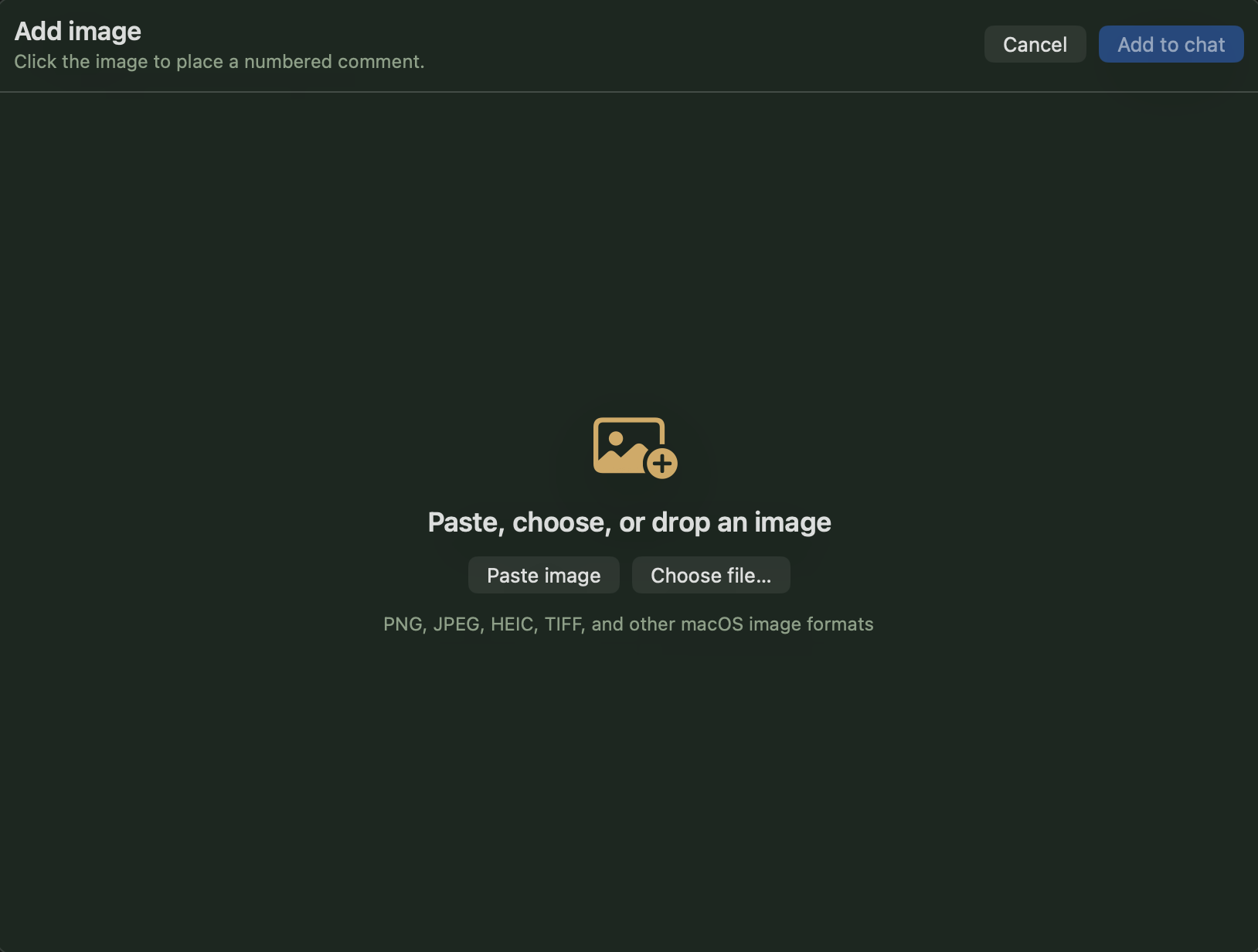 Saggar's Add image window before an image is selected